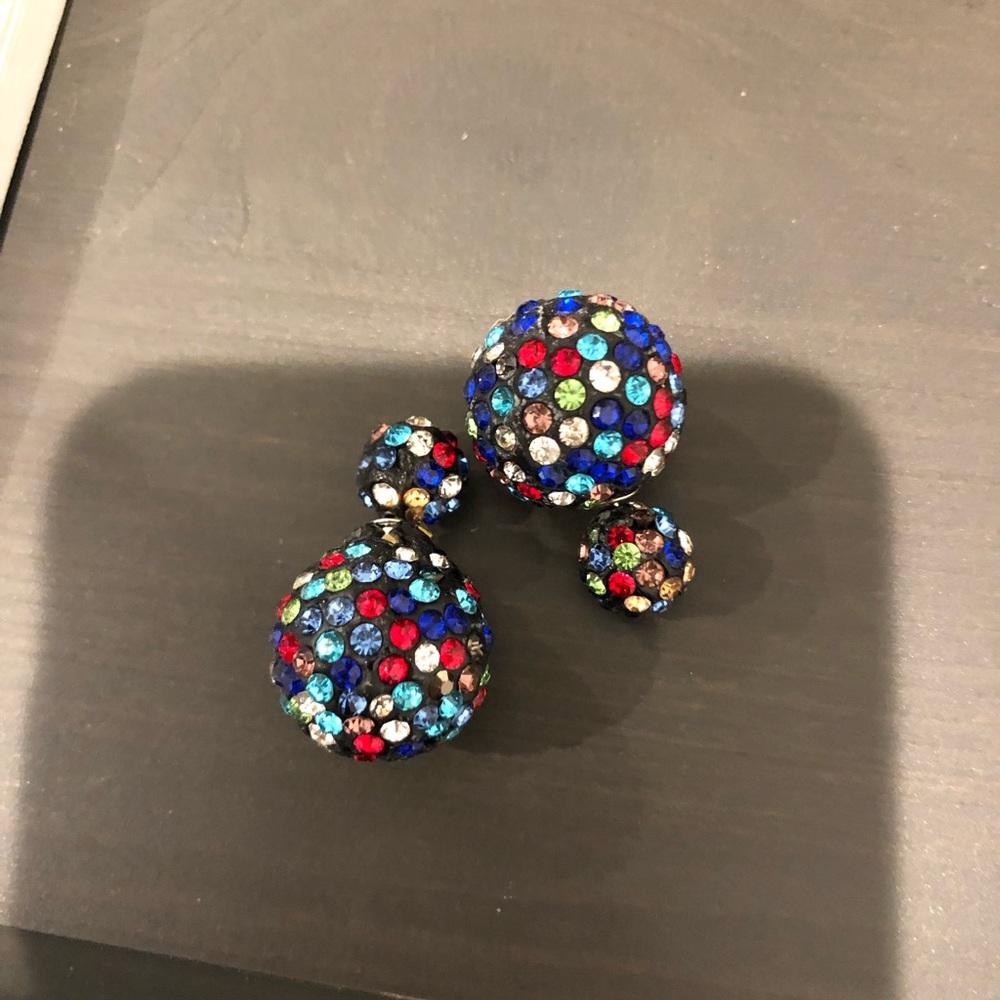 2 sided multi colored rhinestone earrings